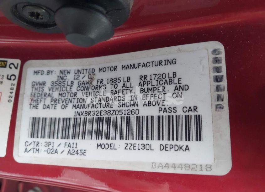 Photo 9 of 2008 Toyota Corolla CE (VIN 1NXBR32E38Z051260)