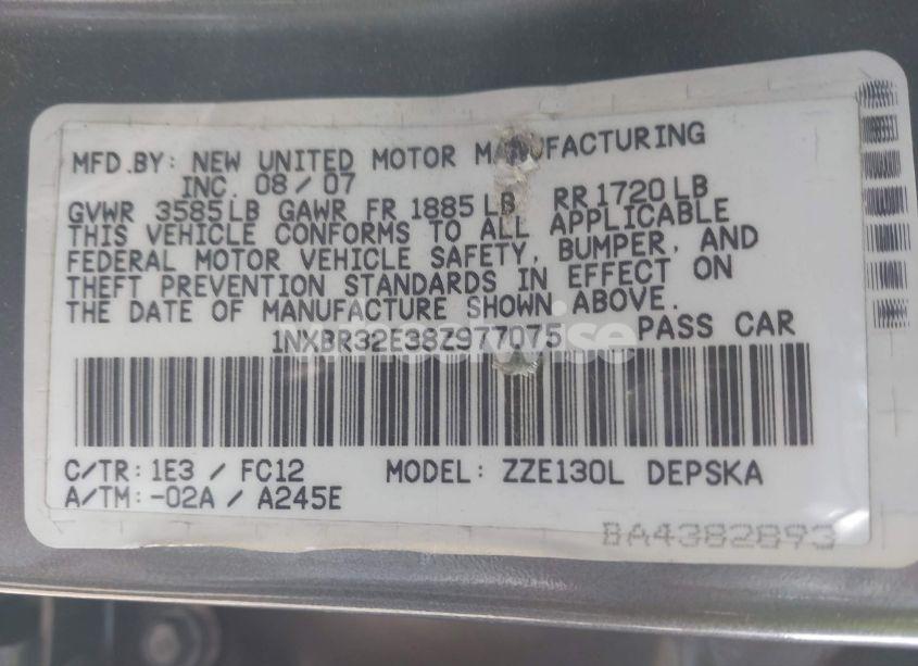 Photo 9 of 2008 Toyota Corolla S (VIN 1NXBR32E38Z977075)