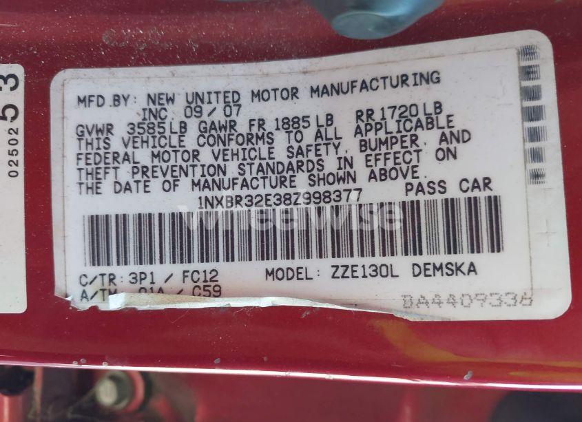 Photo 9 of 2008 Toyota Corolla S (VIN 1NXBR32E38Z998377)