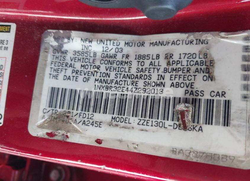 Photo 9 of 2004 Toyota Corolla S (VIN 1NXBR32E44Z292013)