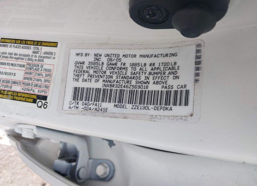 Photo 9 of 2006 Toyota Corolla CE (VIN 1NXBR32E46Z569018)