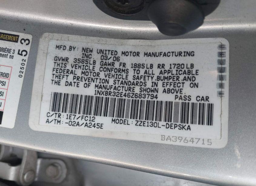 Photo 9 of 2006 Toyota Corolla S (VIN 1NXBR32E46Z683794)