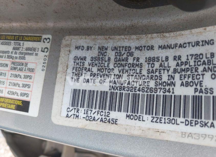 Photo 9 of 2006 Toyota Corolla CE/LE/S (VIN 1NXBR32E46Z697341)