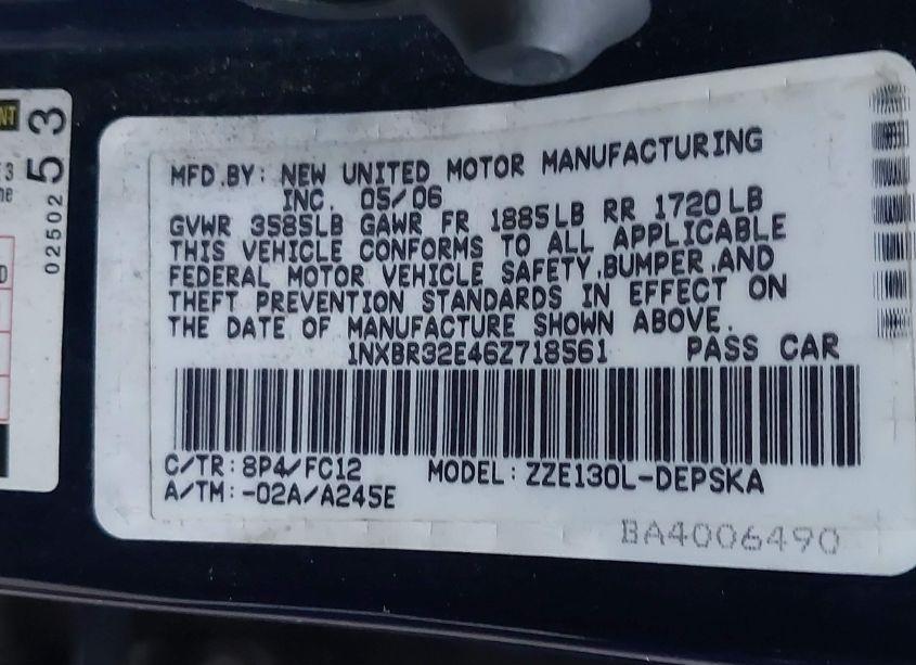 Photo 9 of 2006 Toyota Corolla S (VIN 1NXBR32E46Z718561)