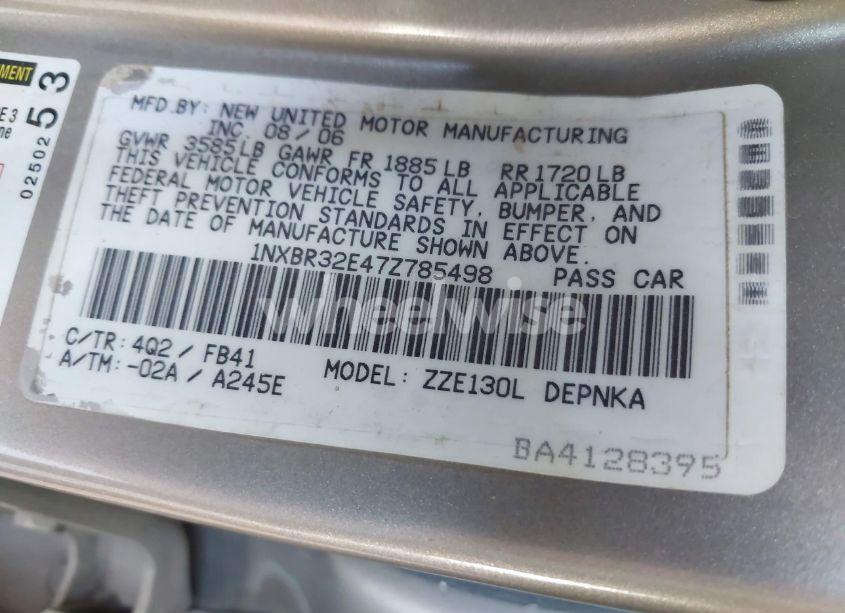 Photo 9 of 2007 Toyota Corolla LE (VIN 1NXBR32E47Z785498)