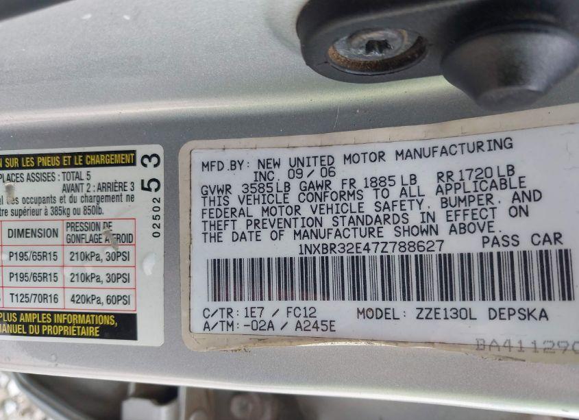 Photo 9 of 2007 Toyota Corolla S (VIN 1NXBR32E47Z788627)