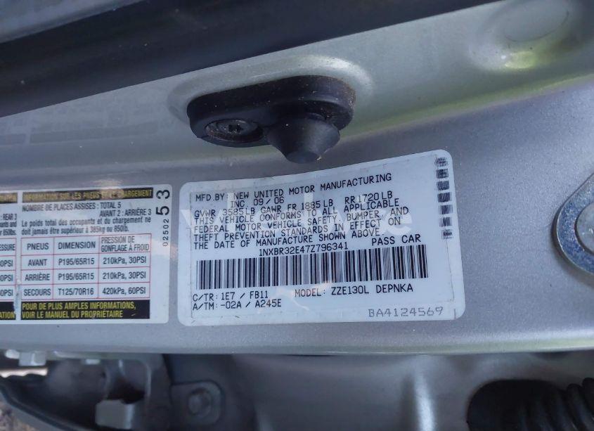 Photo 9 of 2007 Toyota Corolla LE (VIN 1NXBR32E47Z796341)