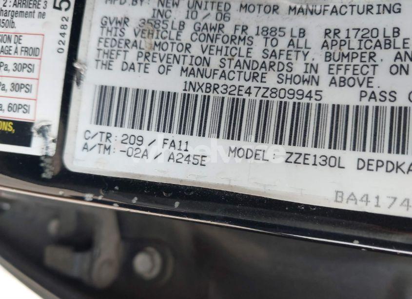 Photo 9 of 2007 Toyota Corolla CE (VIN 1NXBR32E47Z809945)