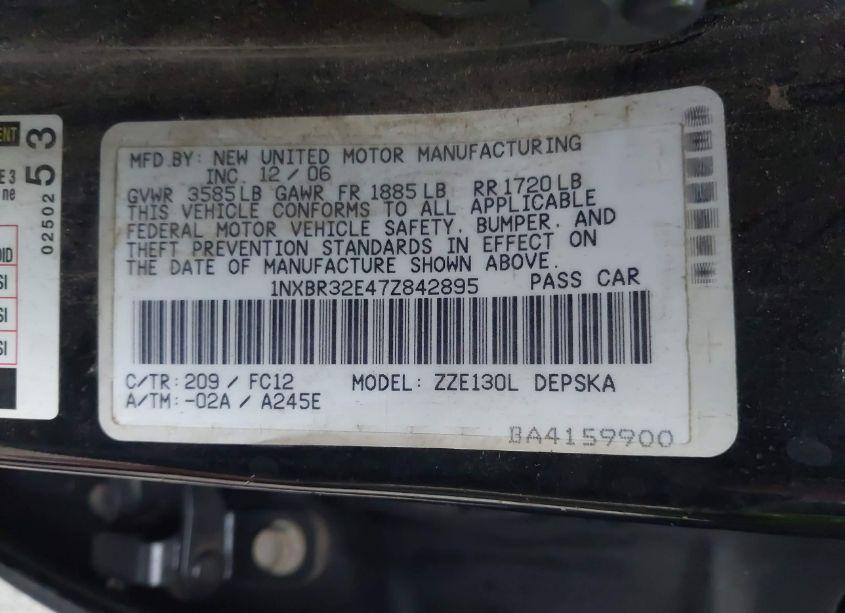 Photo 9 of 2007 Toyota Corolla S (VIN 1NXBR32E47Z842895)