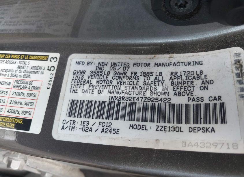 Photo 9 of 2007 Toyota Corolla S (VIN 1NXBR32E47Z925422)