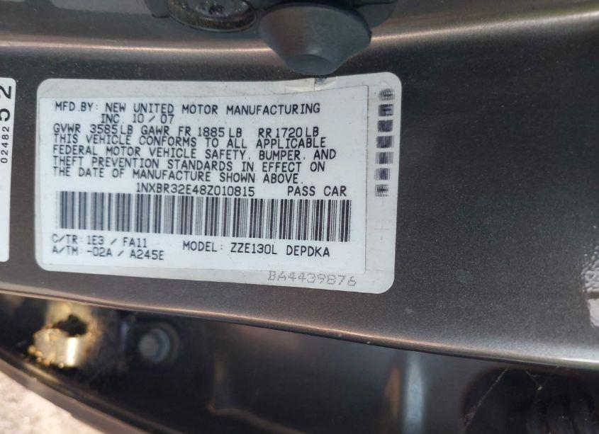 Photo 9 of 2008 Toyota Corolla CE (VIN 1NXBR32E48Z010815)