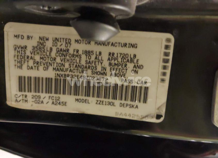 Photo 9 of 2008 Toyota Corolla S (VIN 1NXBR32E48Z023872)