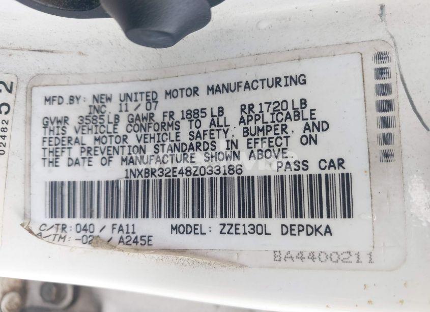 Photo 9 of 2008 Toyota Corolla CE (VIN 1NXBR32E48Z033186)