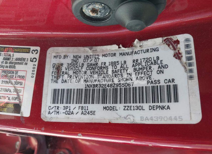 Photo 9 of 2008 Toyota Corolla LE (VIN 1NXBR32E48Z955067)