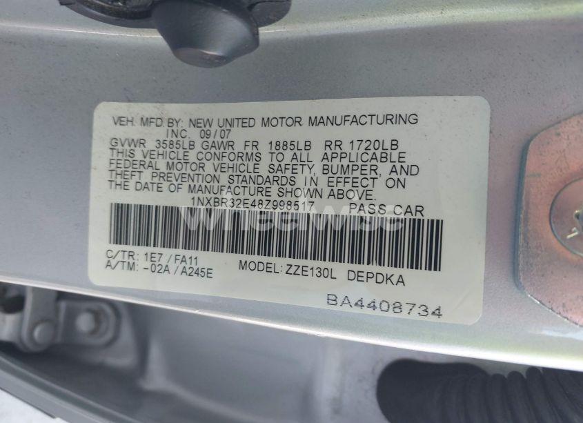 Photo 9 of 2008 Toyota Corolla CE (VIN 1NXBR32E48Z998517)