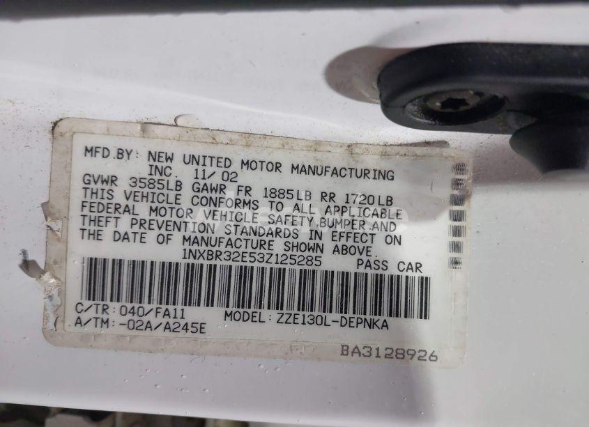 Photo 9 of 2003 Toyota Corolla LE (VIN 1NXBR32E53Z125285)