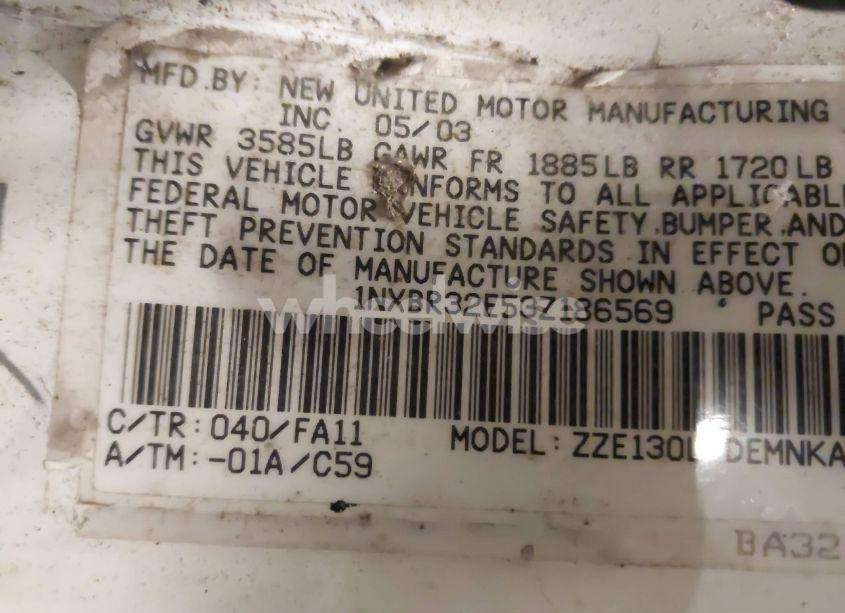 Photo 9 of 2003 Toyota Corolla LE (VIN 1NXBR32E53Z186569)