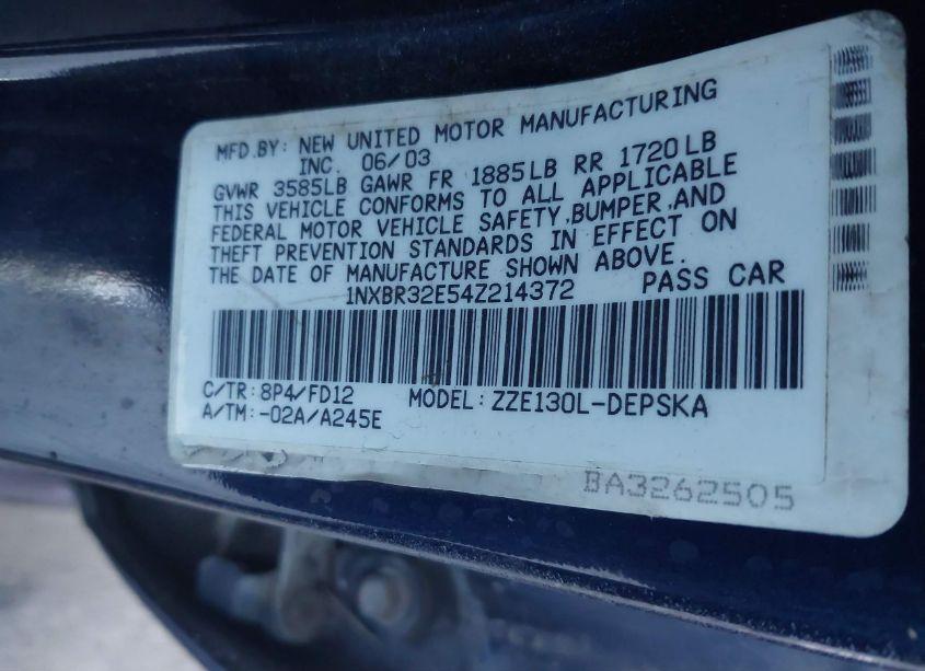 Photo 9 of 2004 Toyota Corolla S (VIN 1NXBR32E54Z214372)