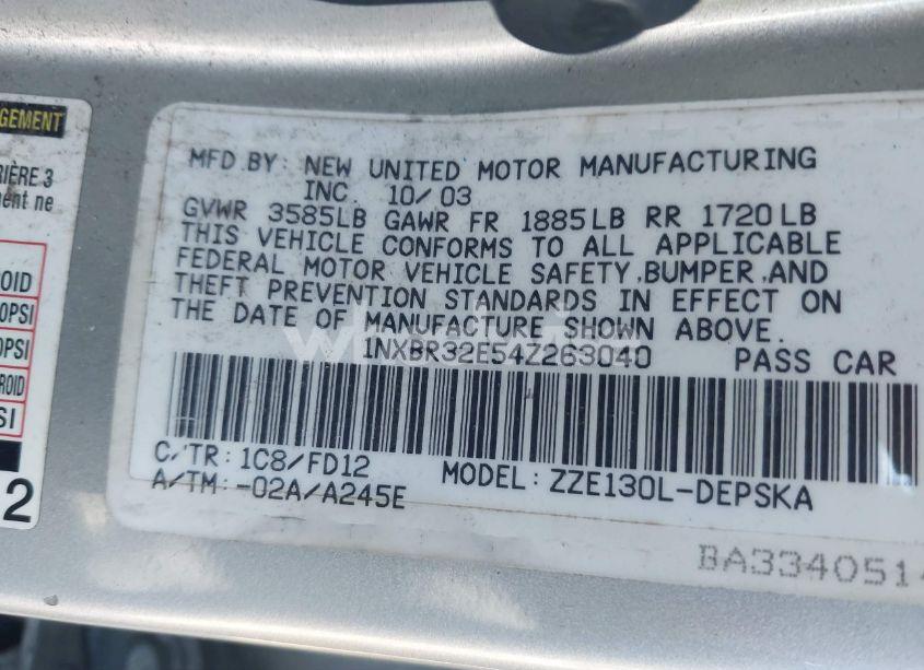 Photo 9 of 2004 Toyota Corolla S (VIN 1NXBR32E54Z263040)