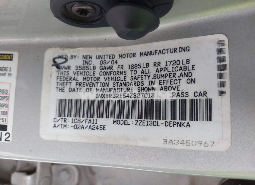 Photo 9 of 2004 Toyota Corolla LE (VIN 1NXBR32E54Z327013)