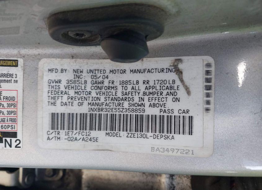 Photo 9 of 2005 Toyota Corolla CE/LE/S (VIN 1NXBR32E55Z358859)