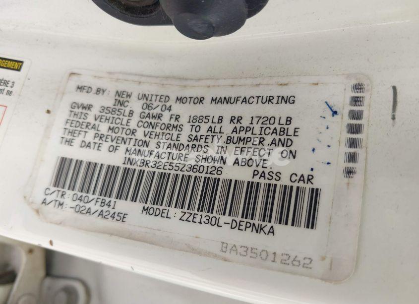 Photo 9 of 2005 Toyota Corolla LE (VIN 1NXBR32E55Z360126)