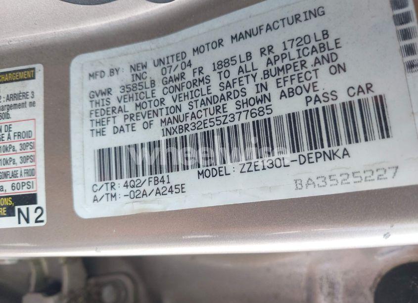 Photo 9 of 2005 Toyota Corolla LE (VIN 1NXBR32E55Z377685)