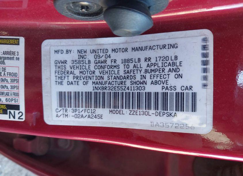 Photo 9 of 2005 Toyota Corolla S (VIN 1NXBR32E55Z411303)