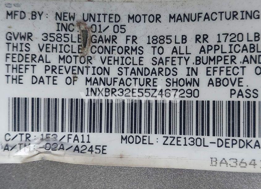 Photo 9 of 2005 Toyota Corolla CE (VIN 1NXBR32E55Z467290)