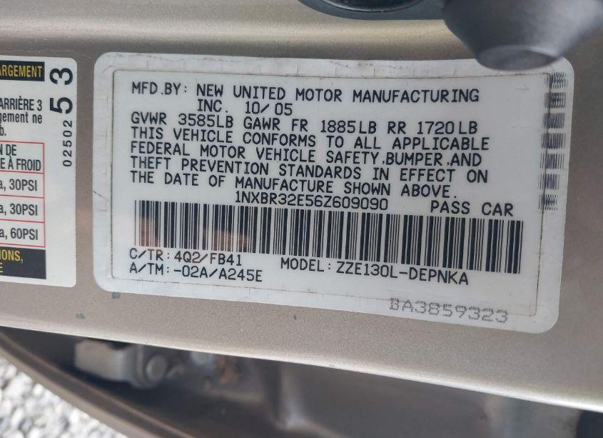 Photo 9 of 2006 Toyota Corolla LE (VIN 1NXBR32E56Z609090)