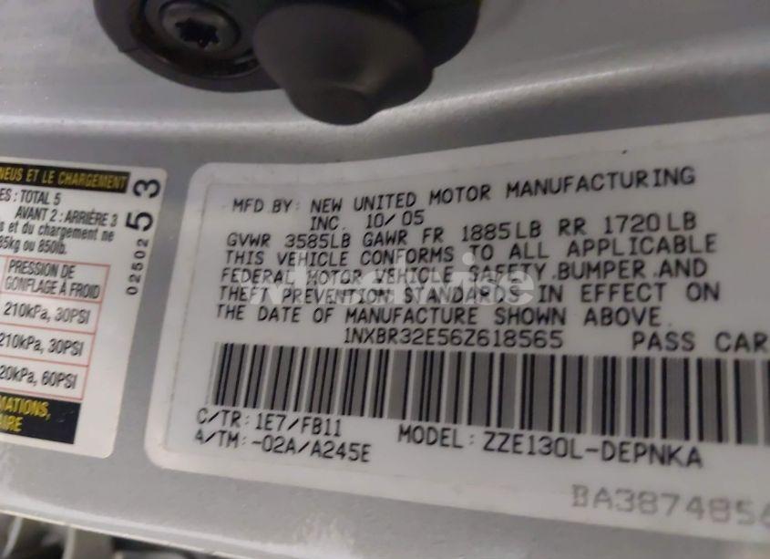 Photo 9 of 2006 Toyota Corolla LE (VIN 1NXBR32E56Z618565)