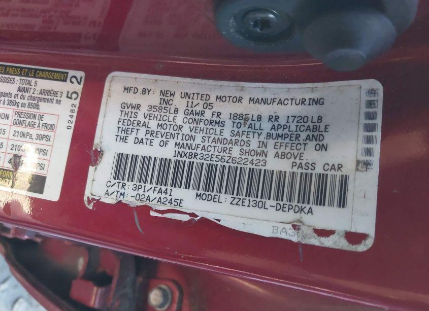 Photo 9 of 2006 Toyota Corolla CE (VIN 1NXBR32E56Z622423)