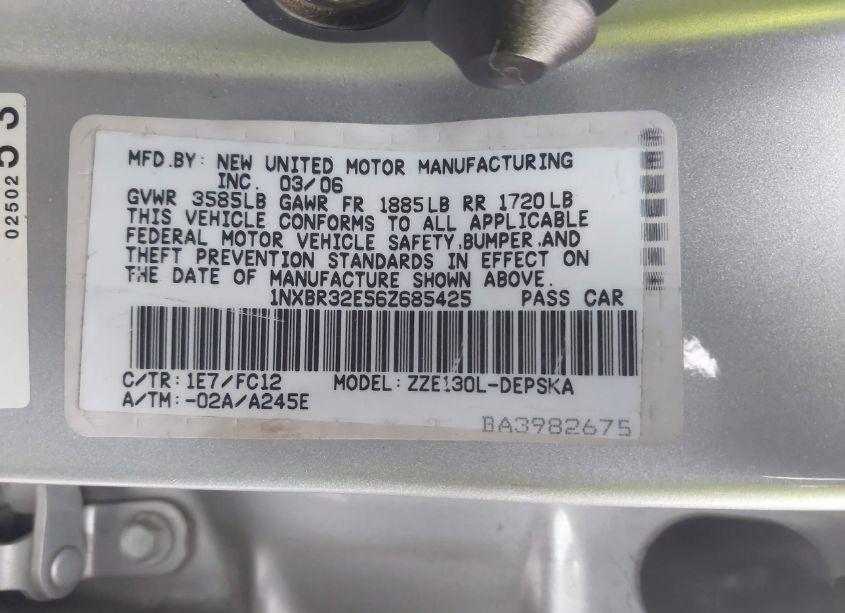 Photo 9 of 2006 Toyota Corolla S (VIN 1NXBR32E56Z685425)