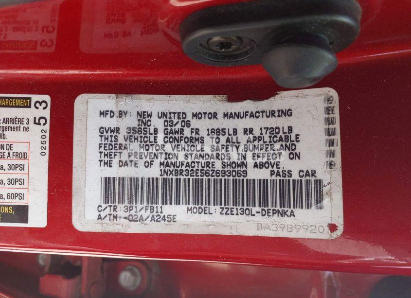 Photo 9 of 2006 Toyota Corolla LE (VIN 1NXBR32E56Z693069)