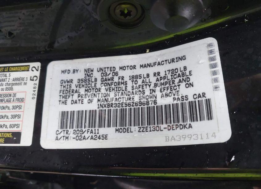 Photo 9 of 2006 Toyota Corolla CE (VIN 1NXBR32E56Z696876)