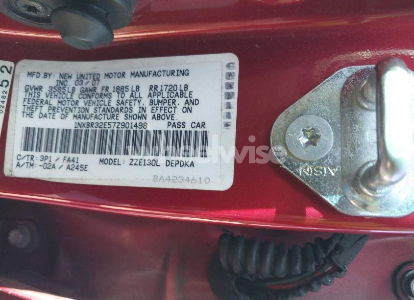 Photo 9 of 2007 Toyota Corolla CE (VIN 1NXBR32E57Z901498)