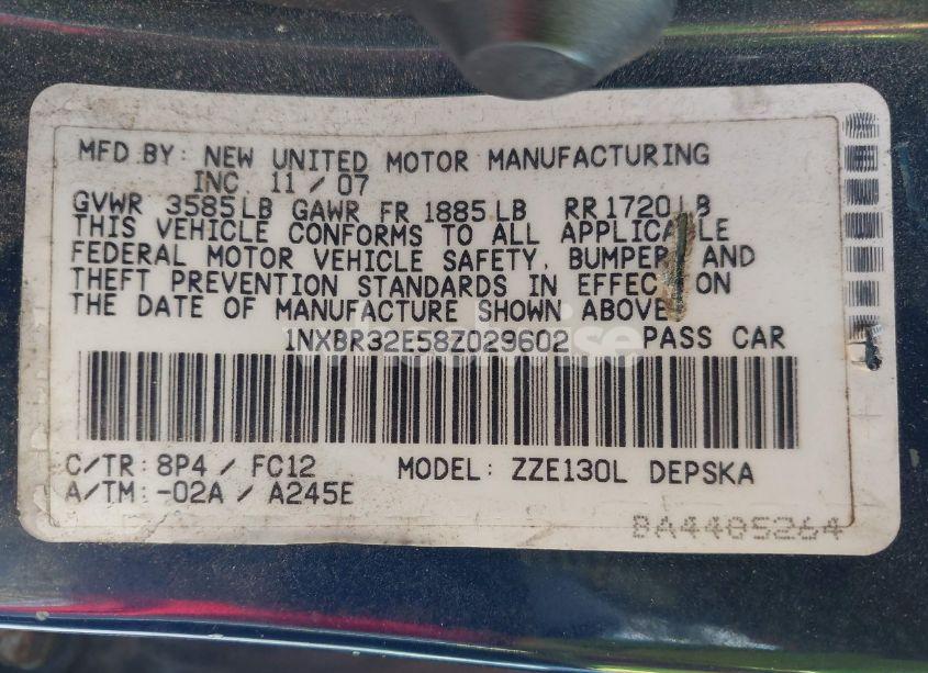 Photo 9 of 2008 Toyota Corolla S (VIN 1NXBR32E58Z029602)