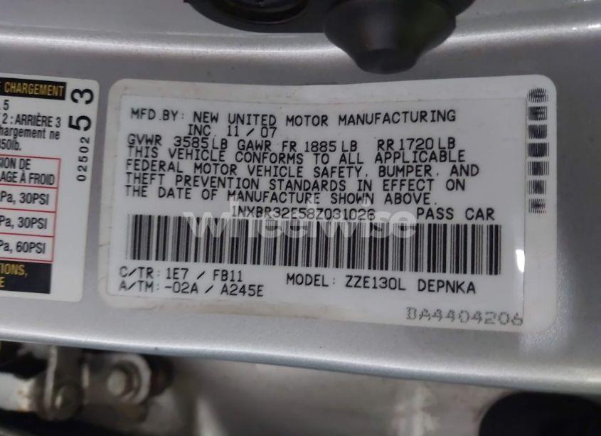 Photo 9 of 2008 Toyota Corolla LE (VIN 1NXBR32E58Z031026)
