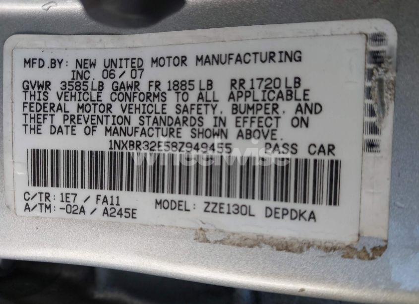 Photo 9 of 2008 Toyota Corolla CE (VIN 1NXBR32E58Z949455)