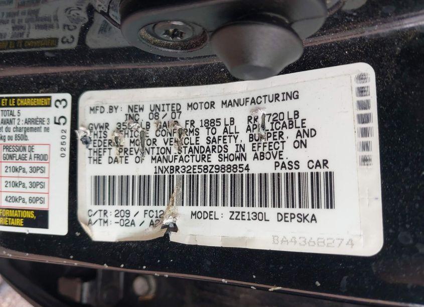 Photo 9 of 2008 Toyota Corolla S (VIN 1NXBR32E58Z988854)