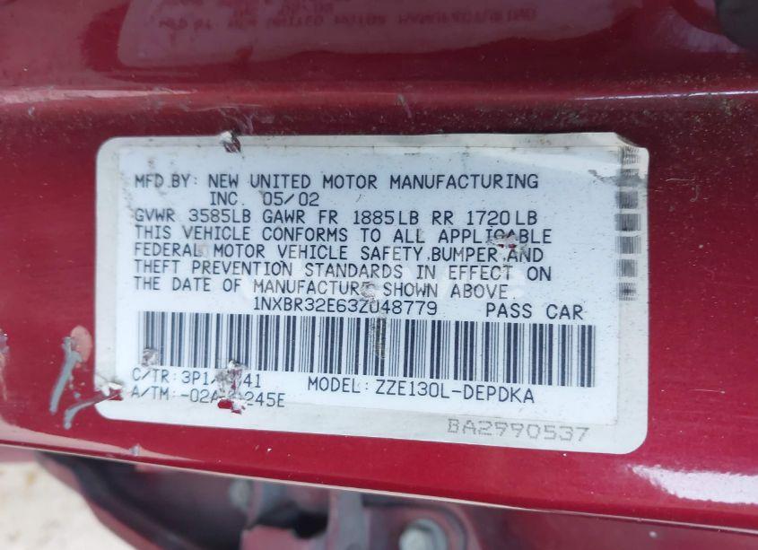 Photo 9 of 2003 Toyota Corolla CE (VIN 1NXBR32E63Z048779)