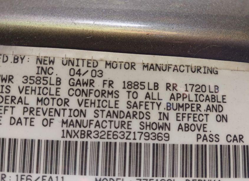 Photo 12 of 2003 Toyota Corolla LE (VIN 1NXBR32E63Z179369)