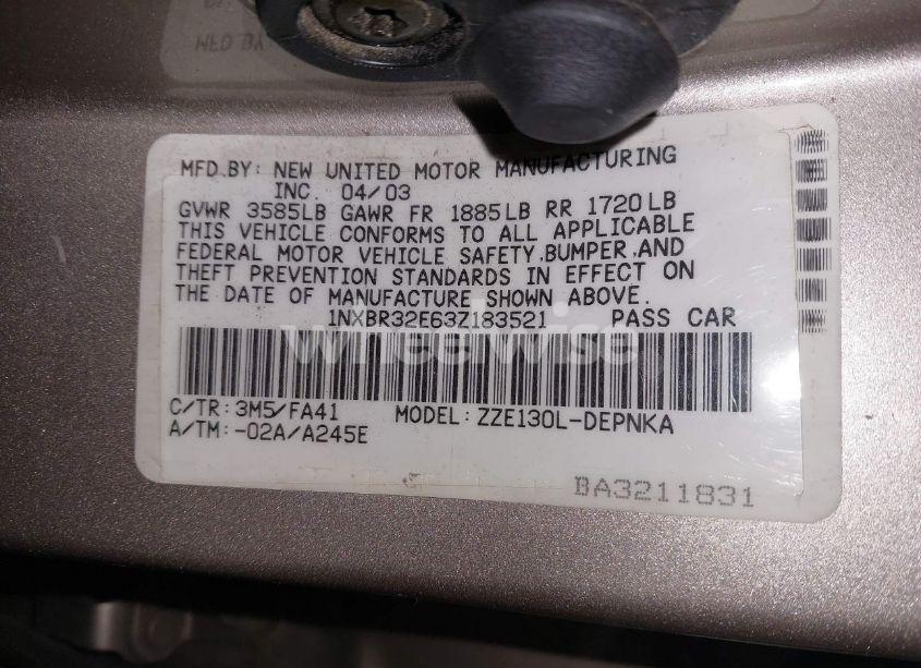 Photo 9 of 2003 Toyota Corolla LE (VIN 1NXBR32E63Z183521)