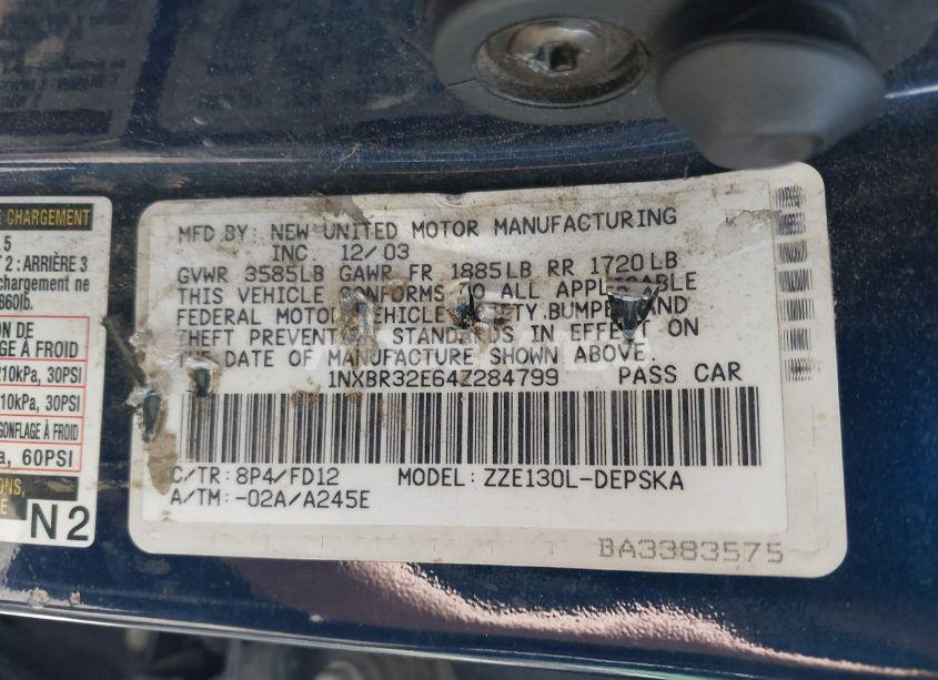 Photo 9 of 2004 Toyota Corolla S (VIN 1NXBR32E64Z284799)