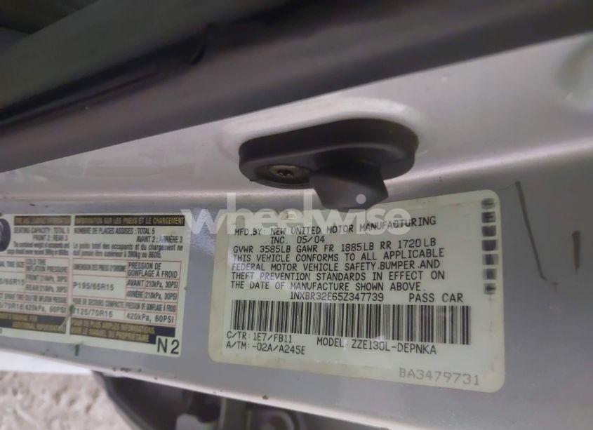 Photo 9 of 2005 Toyota Corolla LE (VIN 1NXBR32E65Z347739)