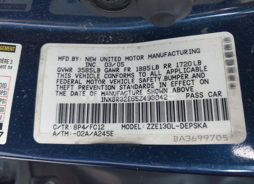 Photo 9 of 2005 Toyota Corolla S (VIN 1NXBR32E65Z493042)