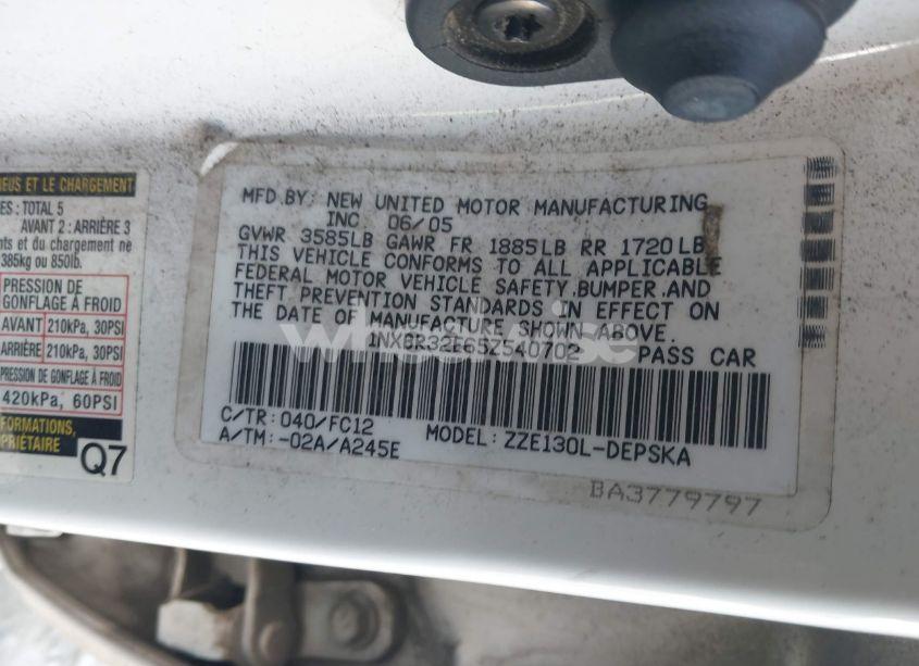 Photo 9 of 2005 Toyota Corolla S (VIN 1NXBR32E65Z540702)