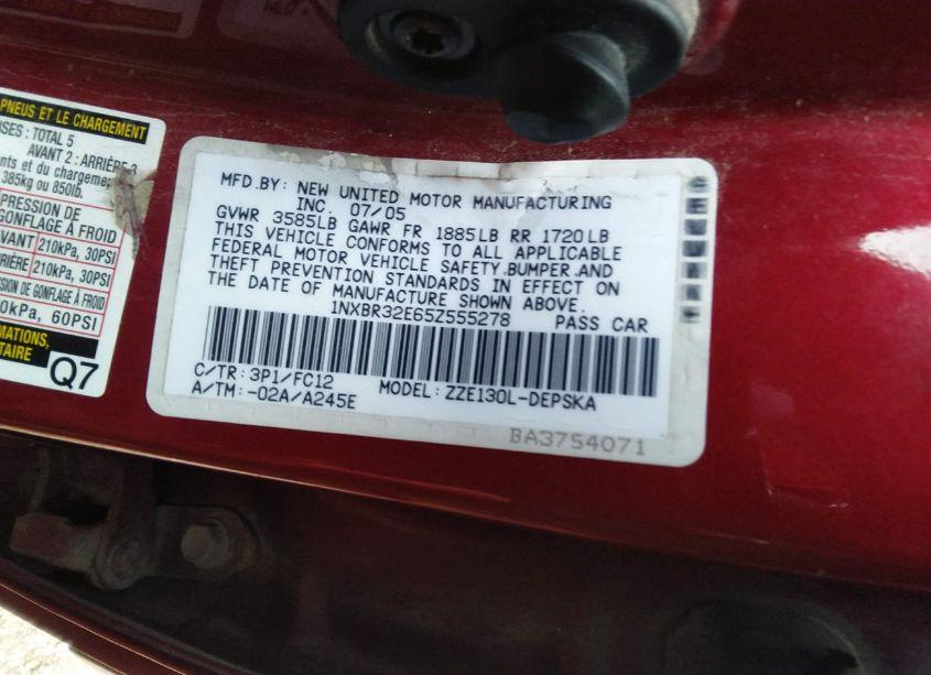 Photo 9 of 2005 Toyota Corolla S (VIN 1NXBR32E65Z555278)