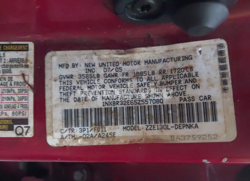 Photo 9 of 2005 Toyota Corolla LE (VIN 1NXBR32E65Z557080)