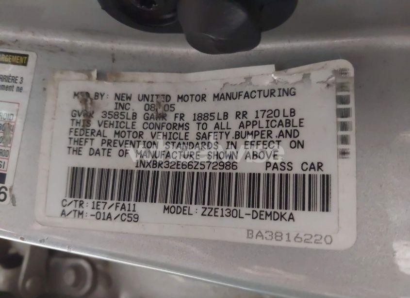 Photo 9 of 2006 Toyota Corolla CE (VIN 1NXBR32E66Z572986)